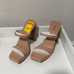 INC International Concepts Women's Beige and White Block Heels